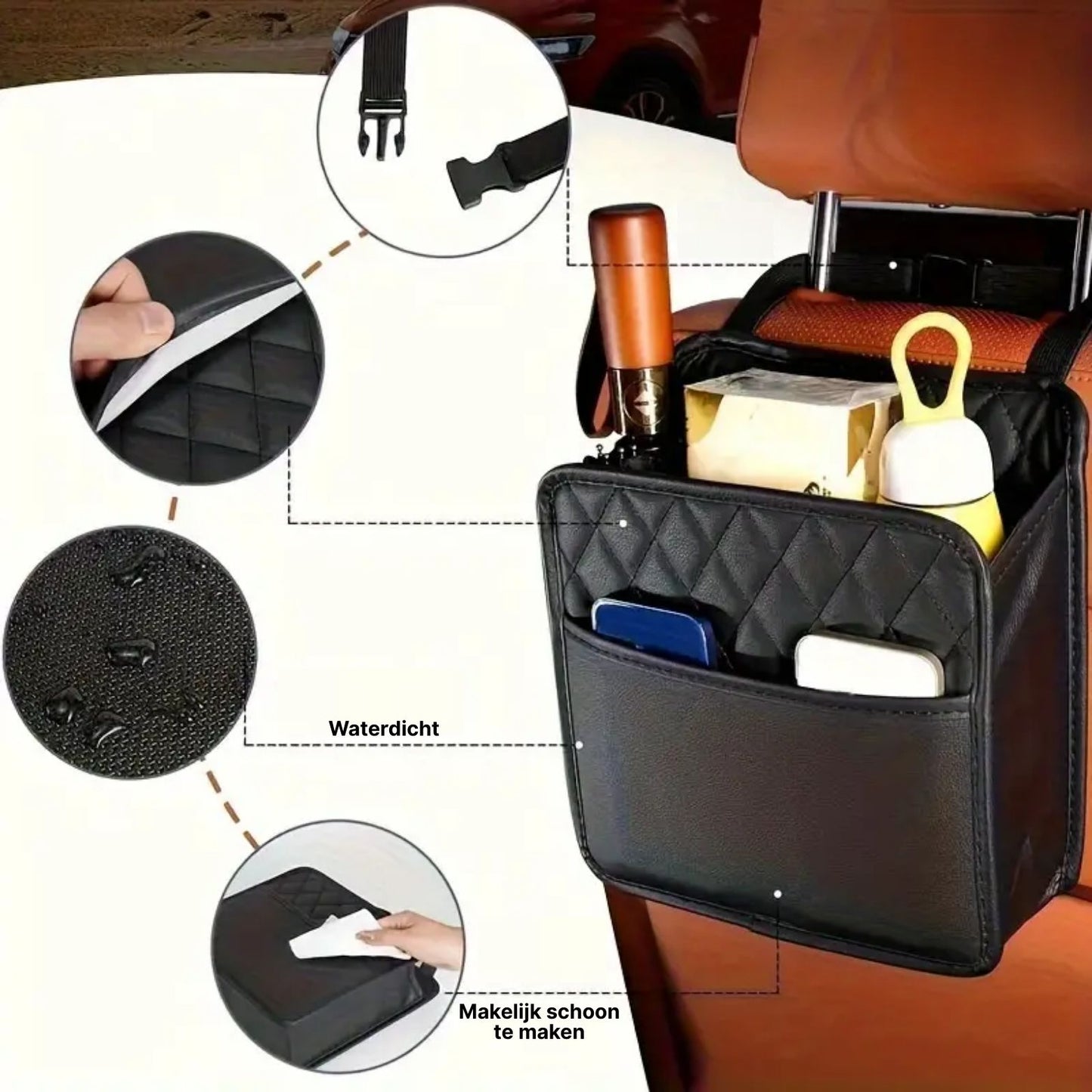 Navorra™ Luxe Autositz Organizer – Multifunktionale Auto Aufbewahrungstasche