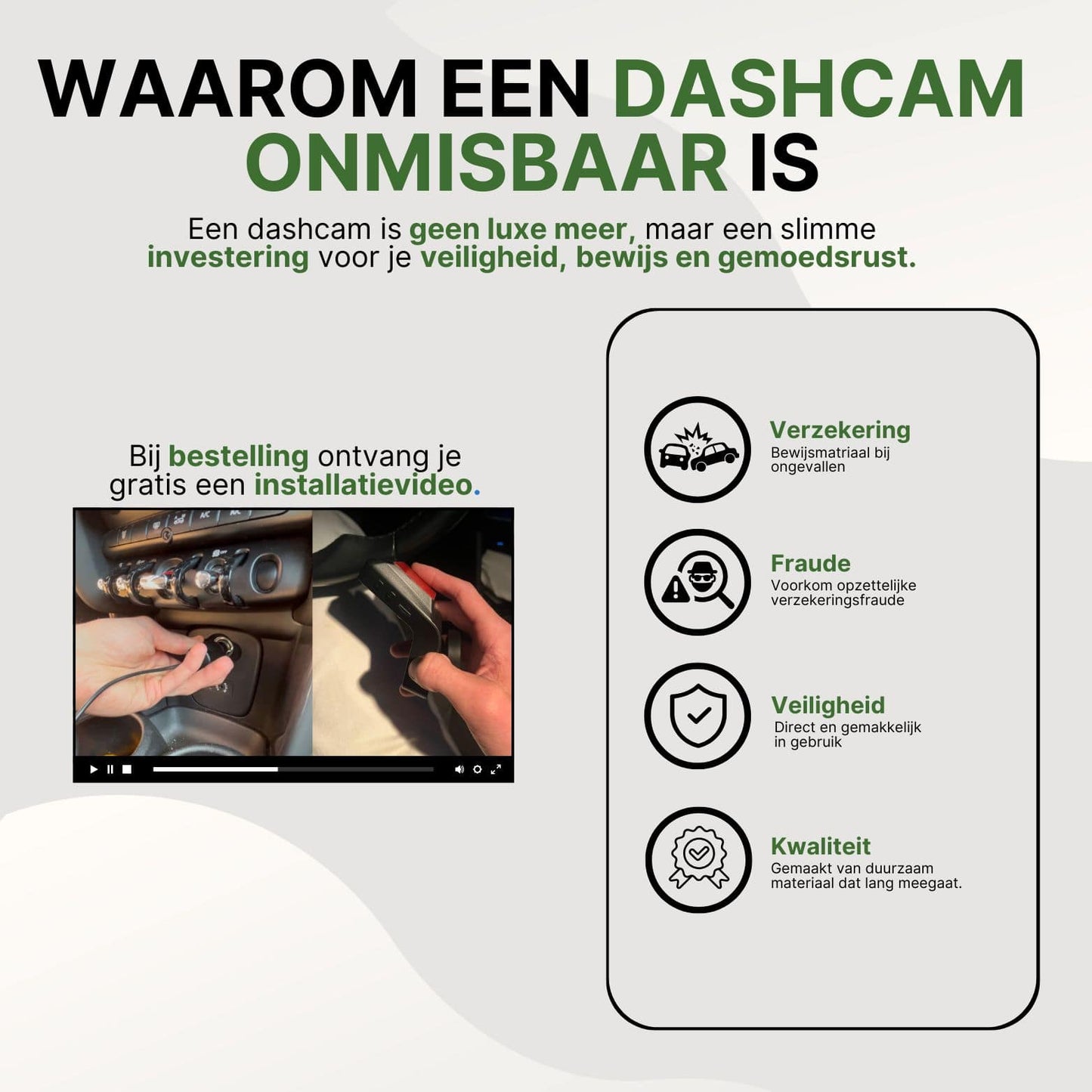 Warum die ClearView Ultra Dashcam unverzichtbar ist: Beweismittel bei Unfällen, Schutz vor Betrug, einfache Bedienung und geliefert mit kostenlosem Installationsvideo.