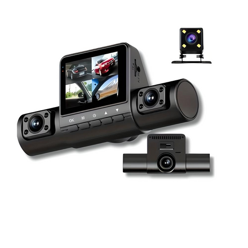 360Guard Pro Auto Dashcam | 1080P HD mit Vorder-, Rück- und Innenraumkamera