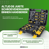 Schraubendrehersatz im Koffer mit Bits und flexiblem Verlängerer