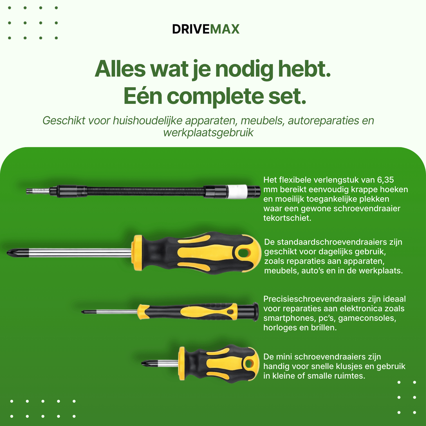 Schraubendreher Set im Koffer mit Bits und flexibler Verlängerung