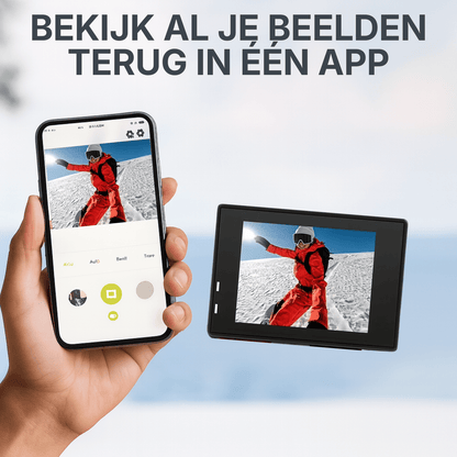 4K action camera beelden bekijken en doorsturen via smartphone app.