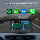 Drivemate 18 cm CarPlay- und Android Auto-Bildschirm mit Navigation nach Apeldoorn – Spotify, WhatsApp, FM-Radio und Telefonfunktionen direkt griffbereit – Armaturenbrett-Display für iPhone und Android