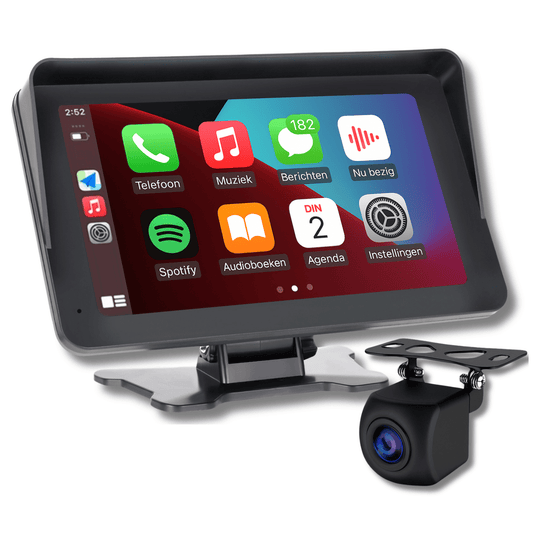 18 cm Drivemate CarPlay en Android Auto scherm met draadloze verbinding en achteruitrijcamera – geschikt voor iPhone en Android – dashboard display met telefoon-, muziek- en navigatiefuncties