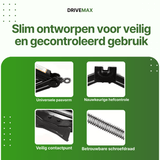 Detailansichten eines schwarzen Scherenwagenhebers mit Auflagepunkt, Gewinde und Hebemechanismus.