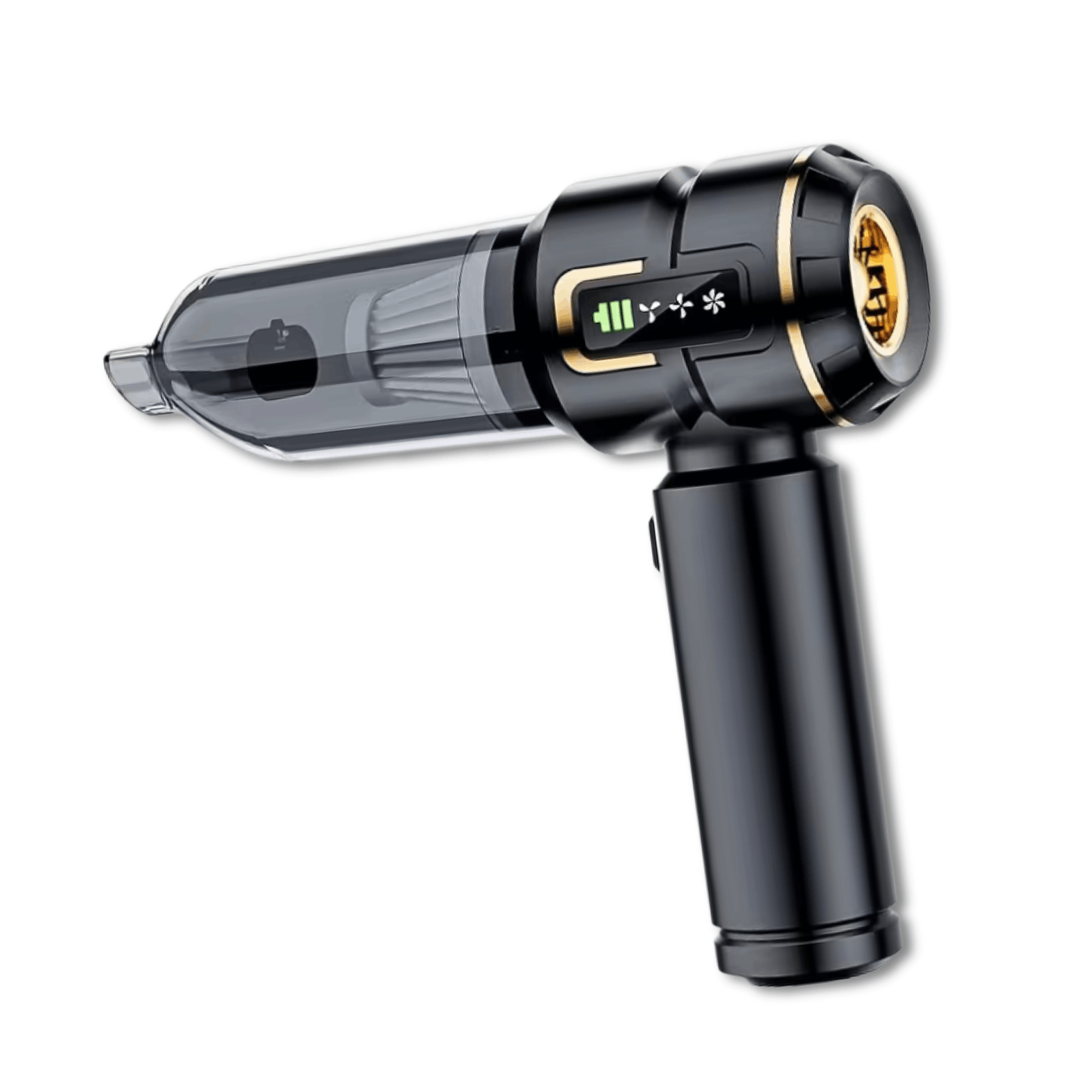 Kabelloser Handstaubsauger mit transparentem Staubbehälter und ergonomischem Griff für schnelle Reinigung von Staub und Krümeln.