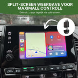 DriveLink-Adapter verbunden mit Autoanzeige mit geteiltem Bildschirm für Navigations- und Musik-Apps
