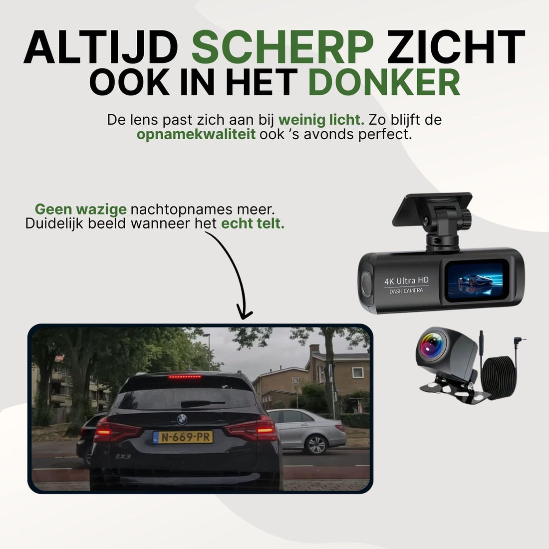 GuardianView Pro Dashcam mit fortschrittlicher Nachtsicht und automatischer Lichtanpassung, für gestochen scharfe Aufnahmen bei wenig Licht und in der Dunkelheit.