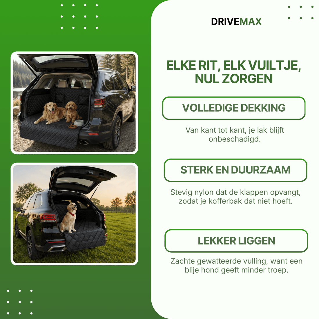 Close-up van stevige antislip onderkant van kofferbakdeken voor honden