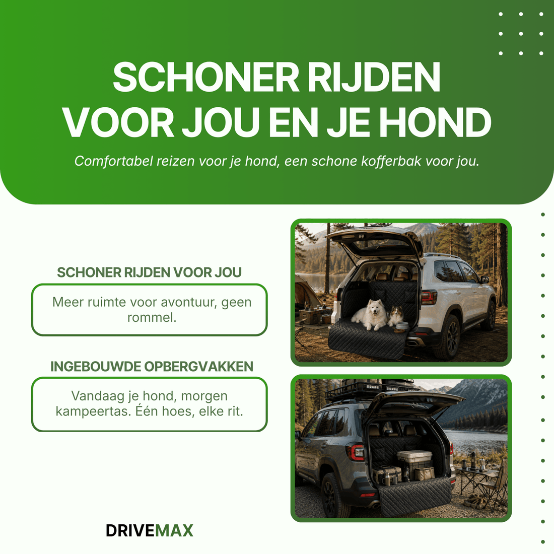 Hondendeken auto kofferbak eenvoudig opvouwbaar en compact opgeslagen