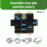 Schwarze gesteppte Hundedecke für das Auto mit Maßangaben passend für kleine Autos, Familie, SUV und Transporter.
