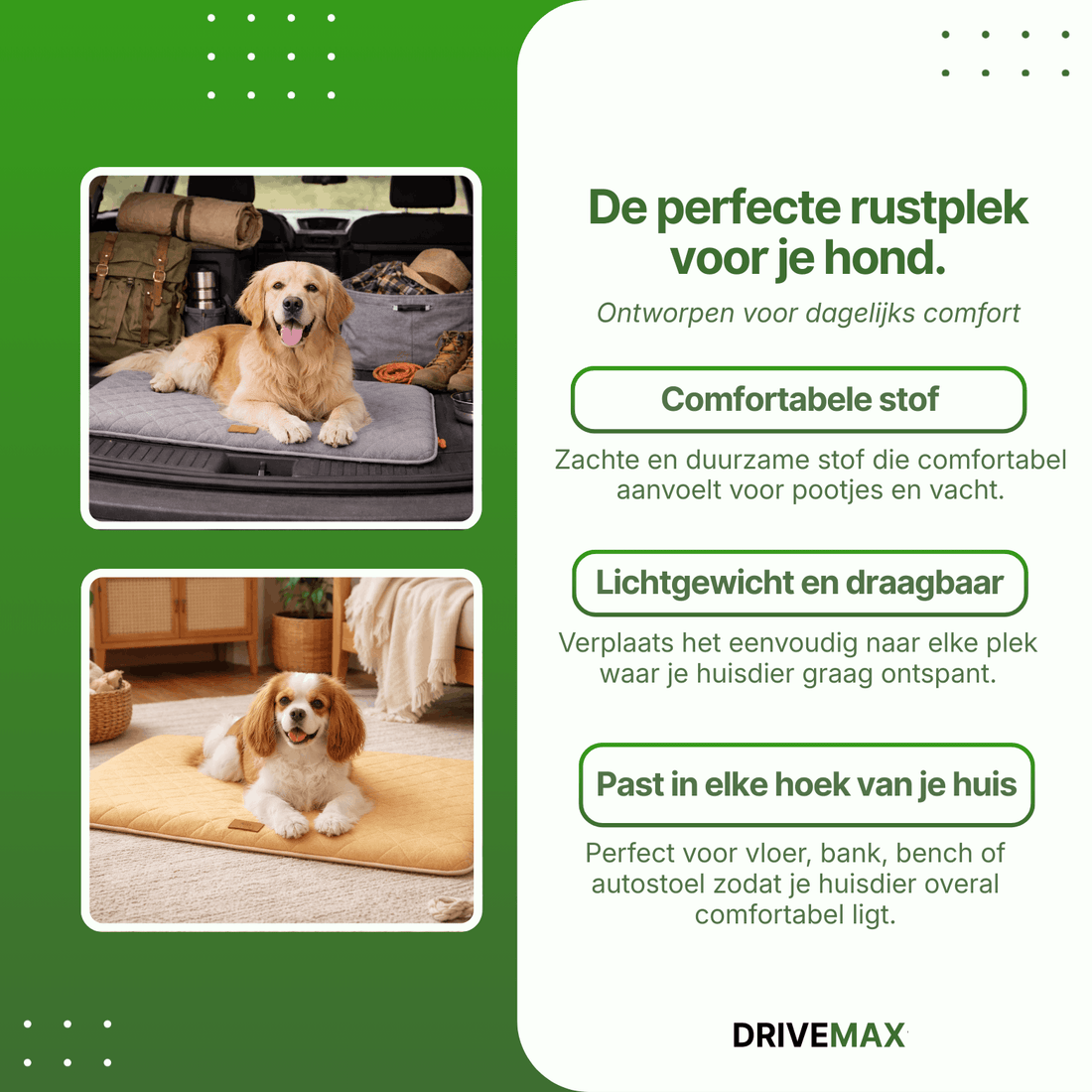 Hunde Autositz Kissen als gemütliche Liegefläche für Hund im Auto und Zuhause, mit weichem Stoff und vielseitiger Nutzung.