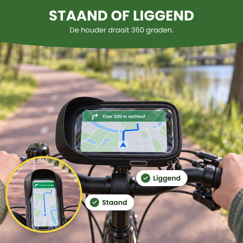 MotoShield Handyhalterung quer und hochkant am Lenker: die Halterung dreht sich um 360 Grad