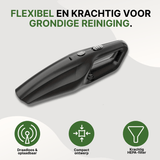 Schwarzer Neatix™ Handstaubsauger mit kompakter Bauweise und leistungsstarkem HEPA-Filter, kabellos und wiederaufladbar.