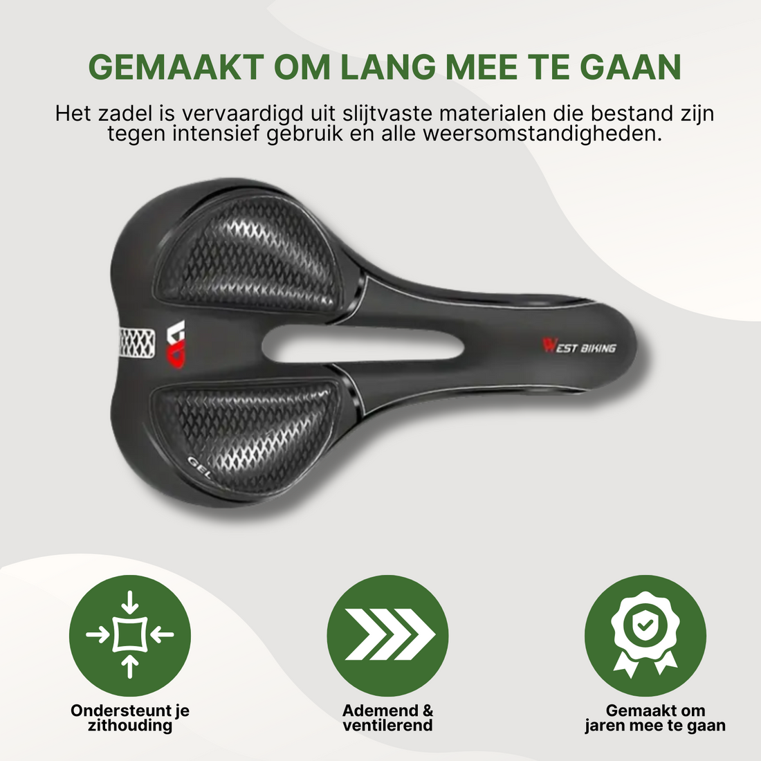 Zwart West Biking Fahrradsattel mit atmungsaktivem Design und Gelzonen, geeignet für intensive Nutzung.