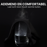 Dampfvorführung des atmungsaktiven ThermoShield™ Balaclava-Stoffs, der Luft durchlässt, aber Wärme speichert.