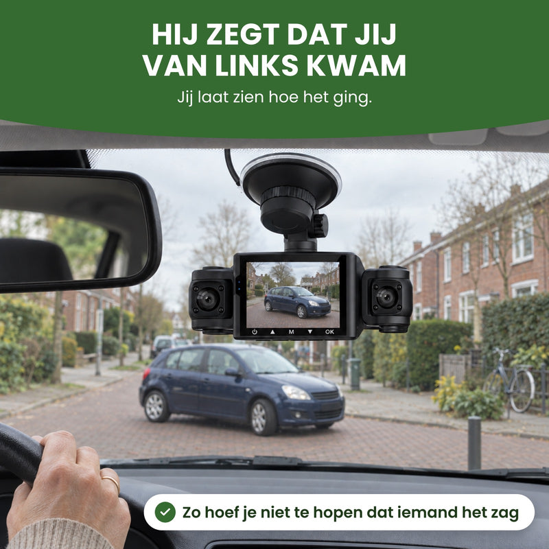 Die Dashcam VisionEdge 360 neben dem Innenspiegel zeigt das Auto, das schräg vor dir steht: Du zeigst, wie es wirklich war