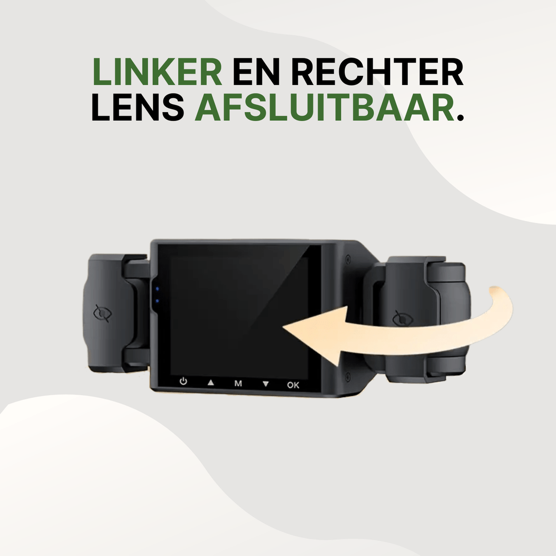 Schwarze VisionEdge Dashcam mit drehbaren abschließbaren Linsen für zusätzlichen Datenschutz.