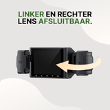 Schwarze VisionEdge Dashcam mit drehbaren abschließbaren Linsen für zusätzlichen Datenschutz.