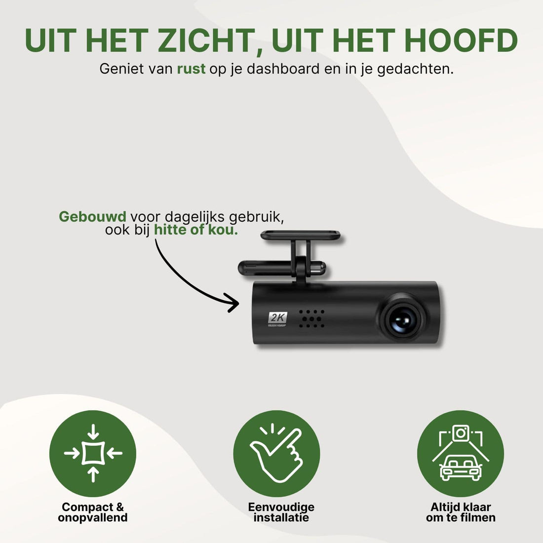 VoiceGuard Pro Dashcam mit kompaktem Design – unauffällig auf dem Armaturenbrett und beständig gegen Hitze oder Kälte